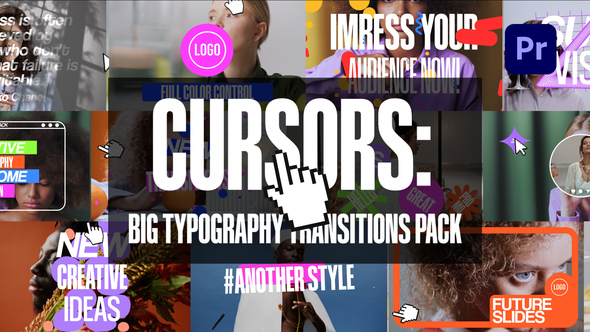 Cursors: Big Typography Transitions Pack Premiere Pro template preview