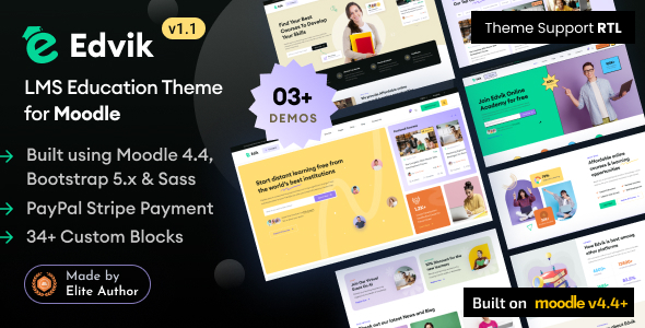 Edvik – LMS Education Moodle 4+ Theme