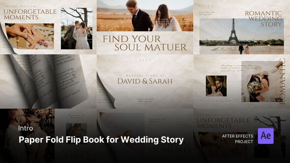 Intro - Paper Fold Flip Book for Wedding Story Effects Project Files Openers template preview