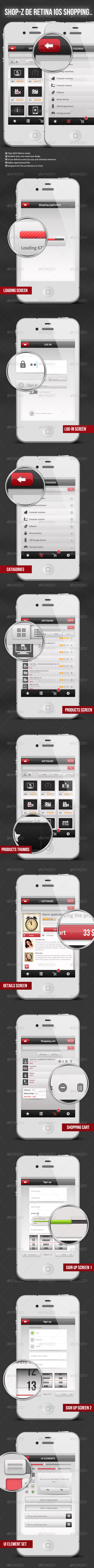 Shop-Z De Retina, Retina Shopping Application - User Interfaces Web Elements