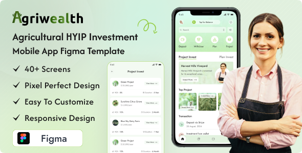 Agriwealth - Agricultural HYIP Investment Mobile App Figma Template