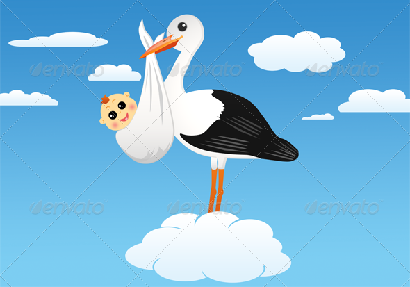 Stork with Baby - Animals Characters