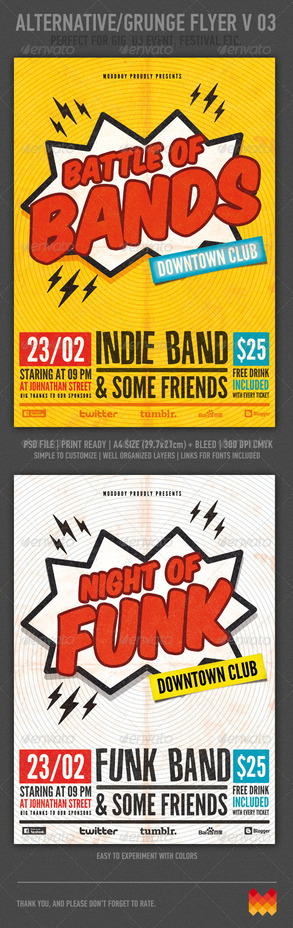 Alternative/Grunge Flyer or Poster V. 03 - Clubs & Parties Events
