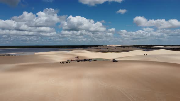 Sand dunes mountains and rain water lagoons at northeast brazilian paradise. alt
