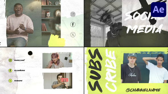 Brush Youtube Slides for After Effects Openers template preview