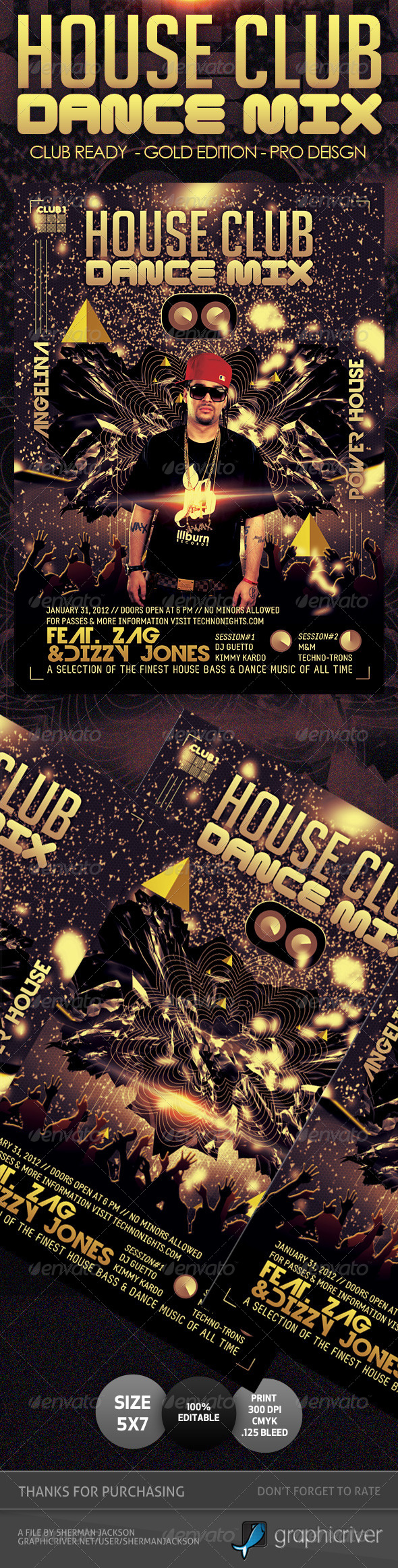 House Club Trance & Dance Mix Flyer - Gold Edition - Clubs & Parties Events