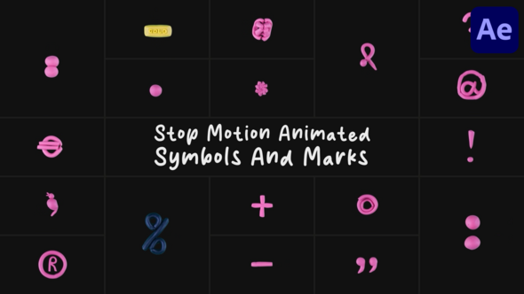 Stop Motion Animated Symbols And Marks | After Effects Elements template preview