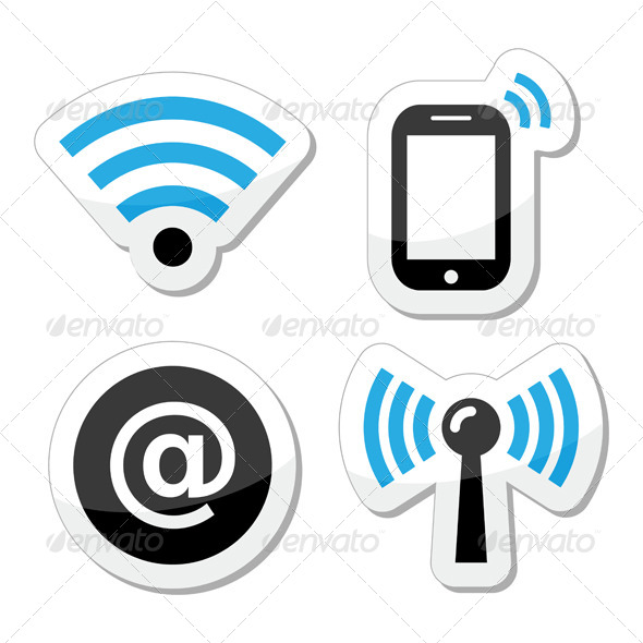 Wifi Network, Internet Zone Icons Set - Web Technology