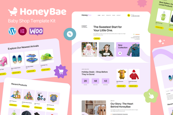 HoneyBae - Baby Shop Ecommerce Elementor Pro Template Kit