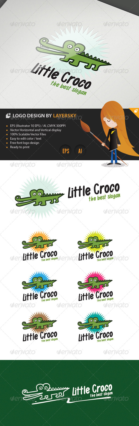 Little Croco Logo - Animals Logo Templates
