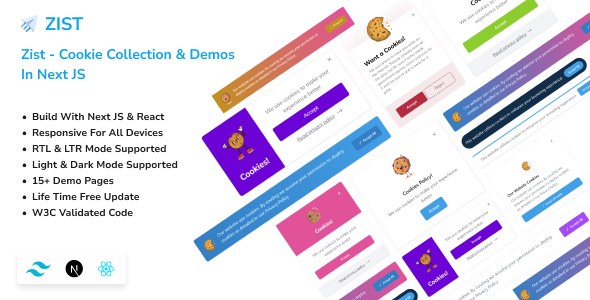 Zist - Next JS & TailwindCSS Cookie Collection & Demos