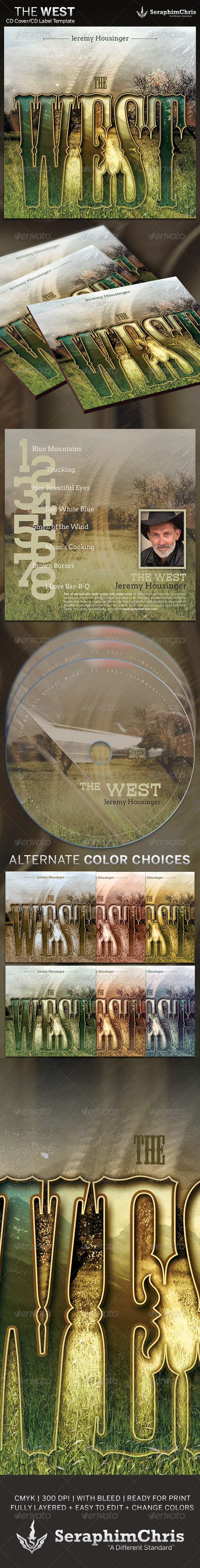 The West: CD Cover Artwork Template - CD & DVD Artwork Print Templates