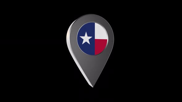 3d Animation Map Navigation Pointer With Texas Flag With Alpha Channel - 2K alt