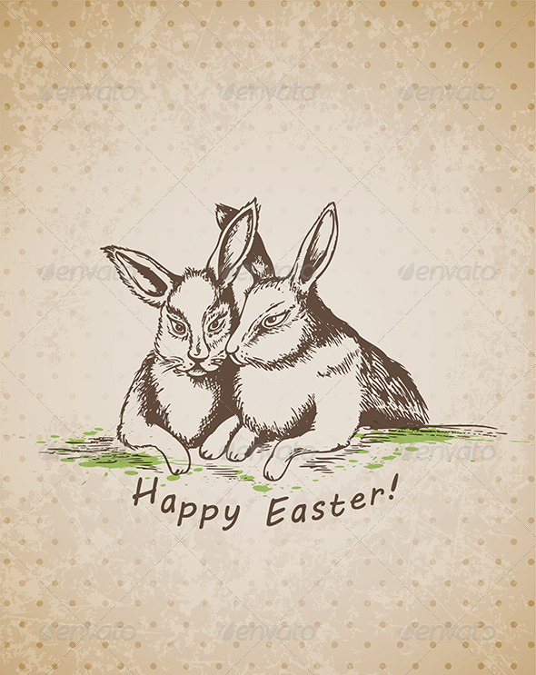 Easter Background with Rabbits - Miscellaneous Seasons/Holidays