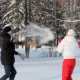 Happy Couple Throwing Snowballs - VideoHive Item for Sale