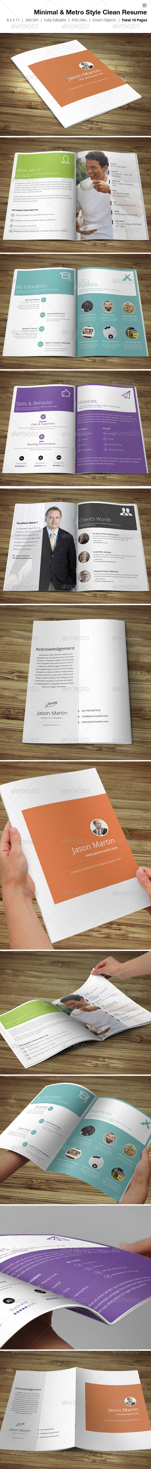 Minimal & Metro Style Resume - Resumes Stationery