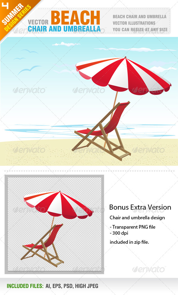 Beach Chair and Umbrella - Travel Conceptual