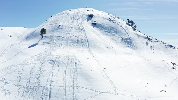 Snow Covered Hills in 4K Drone Aerial Video of Himalayas