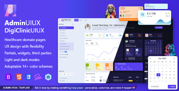 DigiClinicUIUX Appointment Booking Bootstrap 5 Admin Dashboard HTML Template