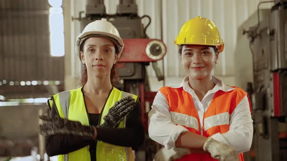 African female workers American and Asian female workers Confidently 