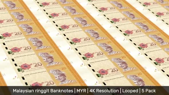 Malaysia Banknotes Money / Malaysian ringgit / Currency RM / MYR / 5 Pack - 4K alt