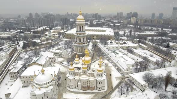 Kiev-Pechersk Lavra in Falling Snow in a Winter