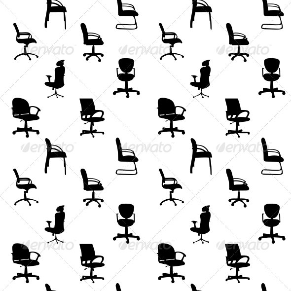 Seamless Pattern of Office Chairs Silhouettes - Miscellaneous Vectors