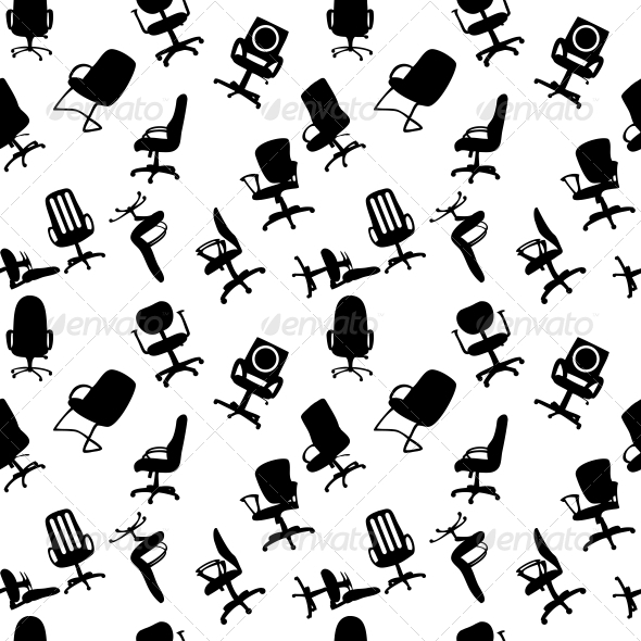 Seamless Pattern of Office Chairs Silhouettes - Miscellaneous Vectors