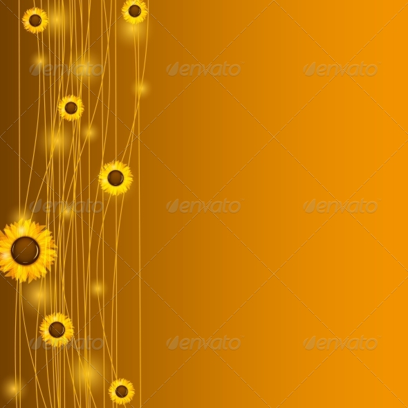 Sunflowers Vector Illustration Background - Seasons Nature