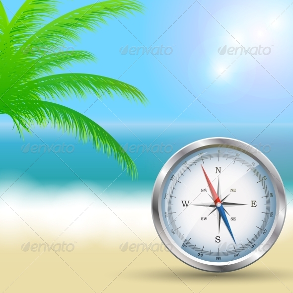 Glossy Compass. Vector Illustration. - Seasons Nature