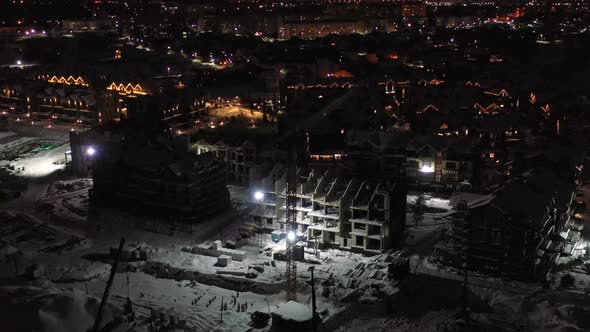 Construction Site at Night in Winter