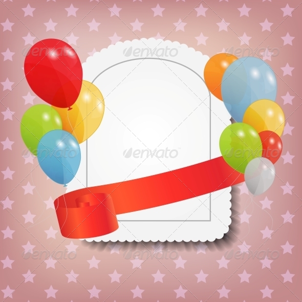 Birthday Card with Colored Balloons - Miscellaneous Vectors