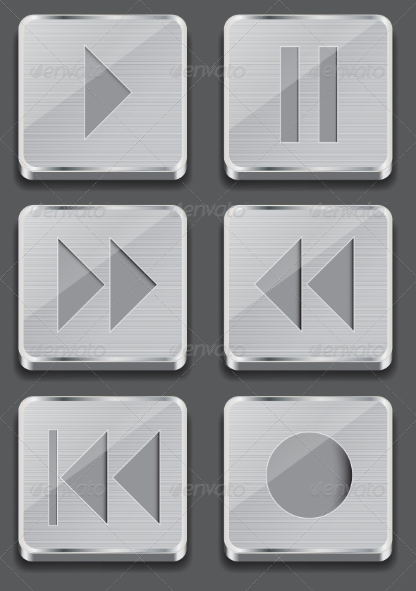 Button Icon on Metal Background. - Backgrounds Decorative