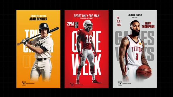 Sport Instagram Reels / Baseball / Hockey / Football Openers template preview