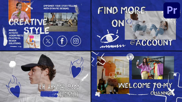 Youtube Artistic Slides for Premiere Pro Premiere Pro template preview