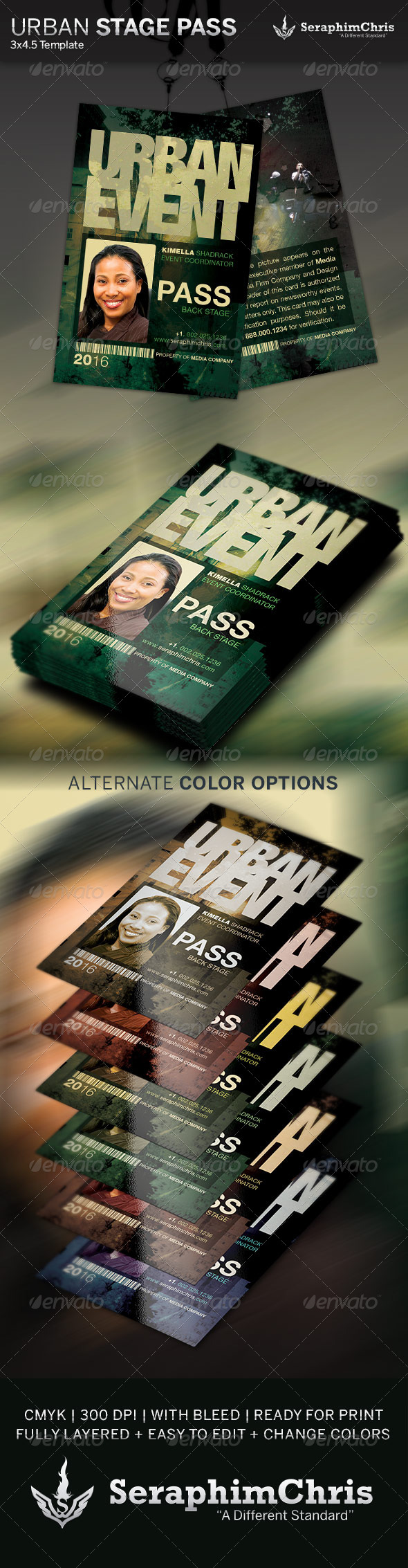 Urban Event Stage Pass Template - Miscellaneous Print Templates