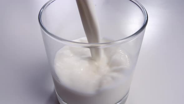 White Milk is Poured Into a Glass Closeup Cinematic Shot