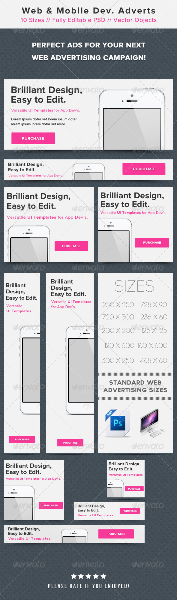 Web and Mobile Development Advertisement Banners - Banners & Ads Web Elements