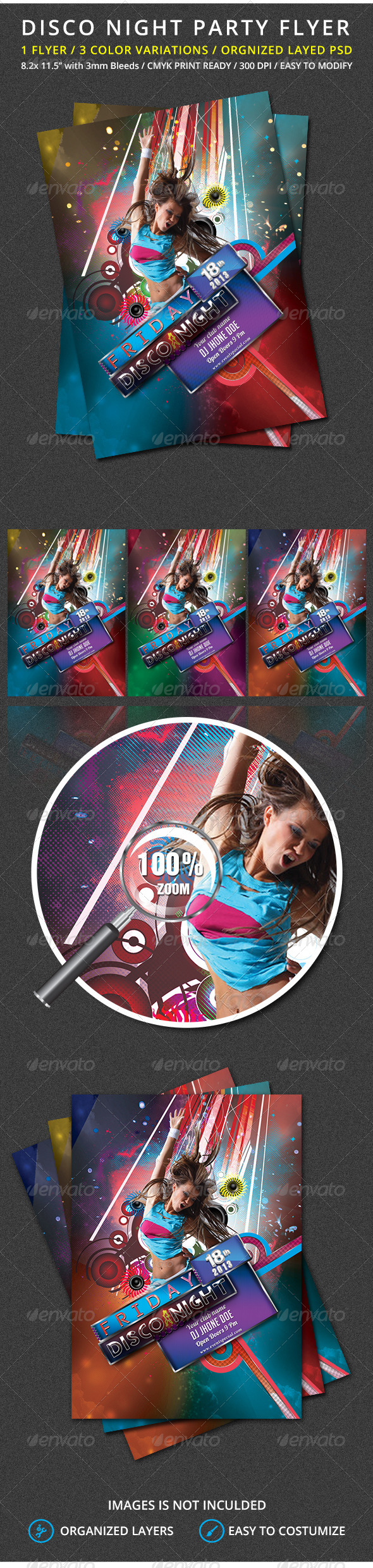 Disco Night party Flyer Template - Clubs & Parties Events