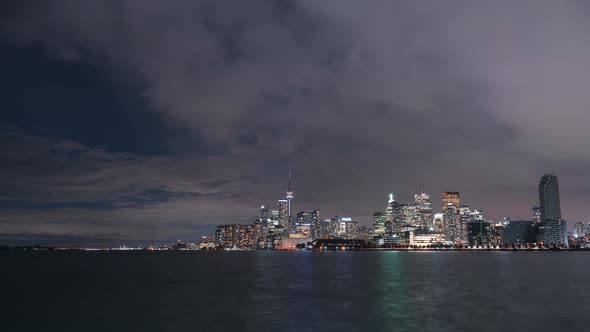 City Skyline Waterfrontat Night