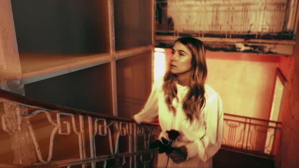 Vintage Woman with a Rose alt