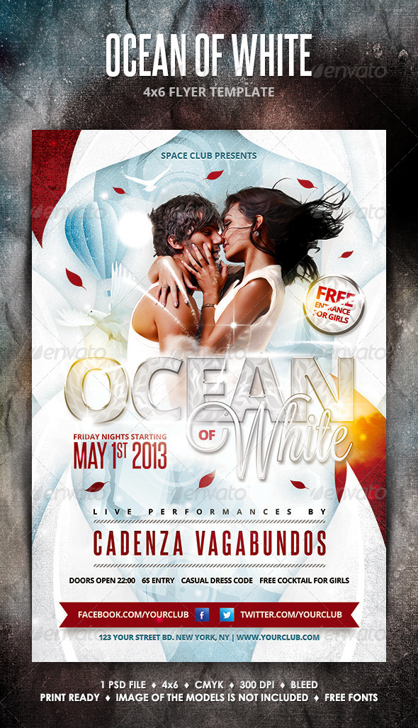 Ocean of White Party Flyer - Clubs & Parties Events