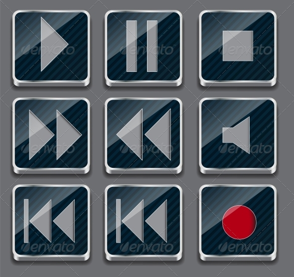 Button Icon on Metal Background. - Miscellaneous Vectors