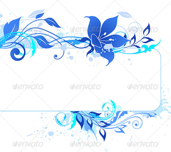 Blue Floral Banner - Backgrounds Decorative