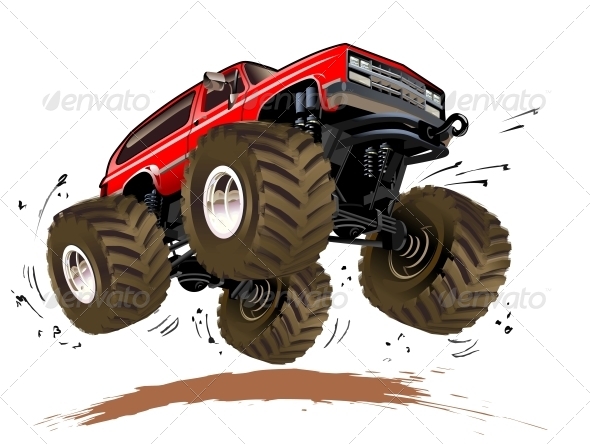 Cartoon Monster Truck - Man-made Objects Objects