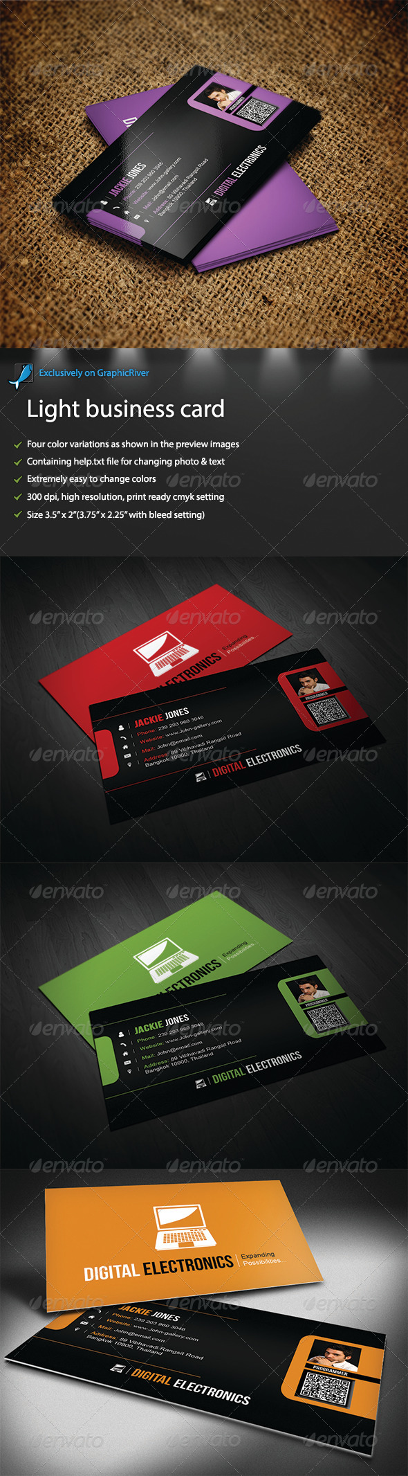 Light business card - Business Cards Print Templates