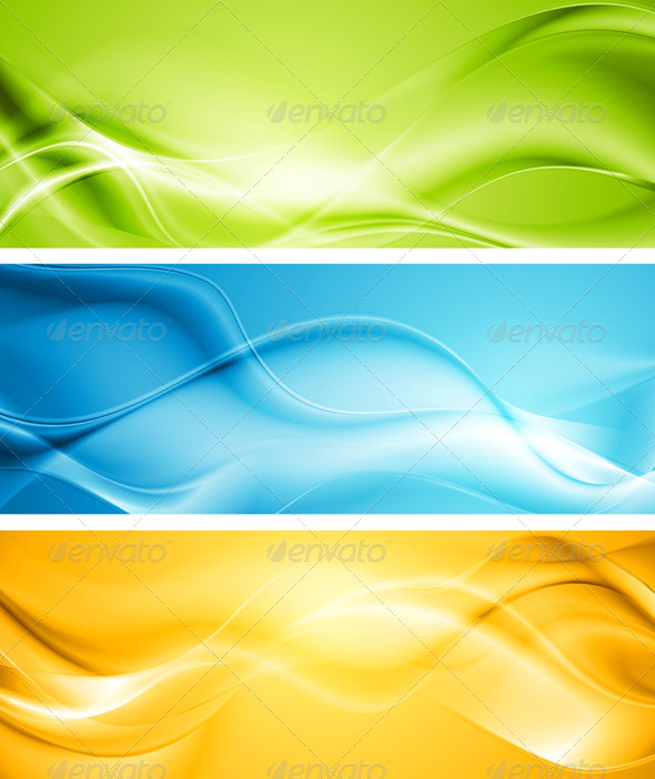 Elegant Smooth Waves Vector Banners - Backgrounds Decorative