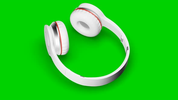 White Headphones Green Screen 3d Render Isometric