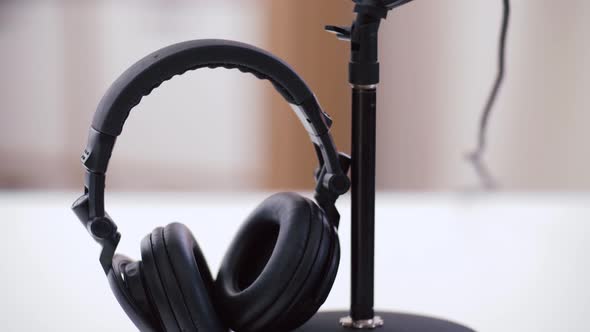 Headphones and Microphone at Home Office alt