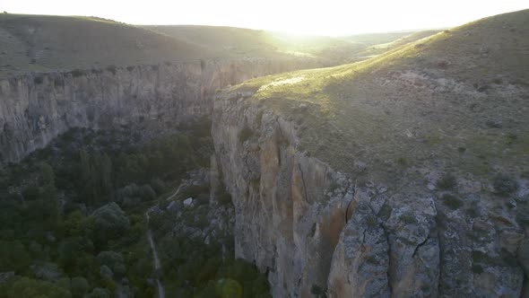 Ihlara Valley Canyon View From Air During Sunrise